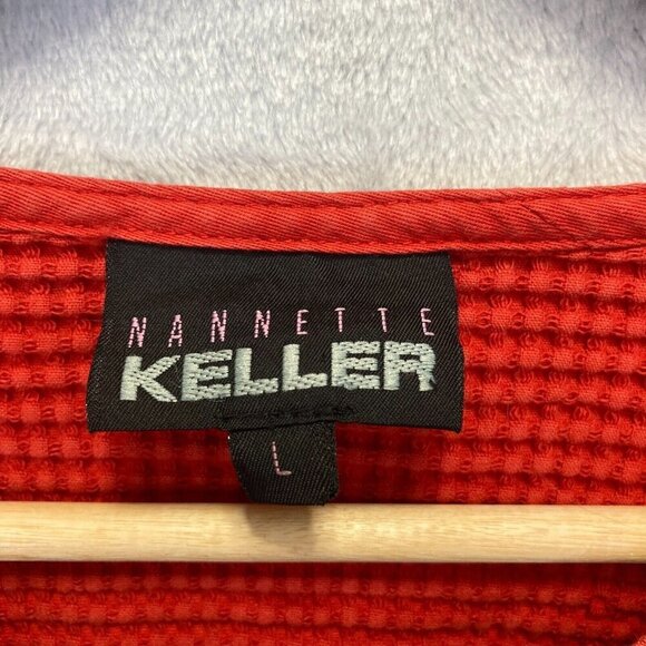 Vintage Nannette Keller Cardigan Womens Large Burnt Red Button Up Lagenlook USA - Picture 4 of 15